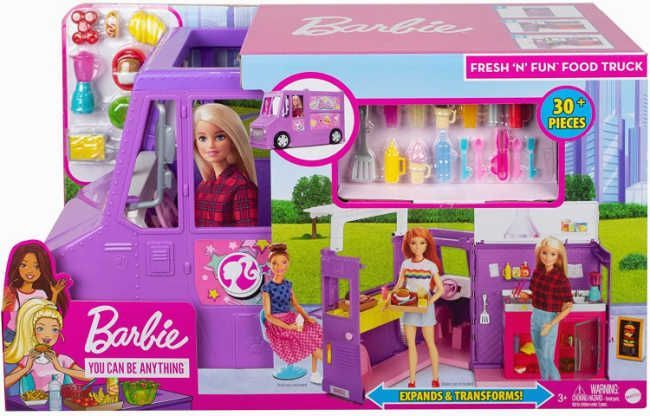 „Barbie“ maisto sunkvežimių viršuje esantys žaislai 2020 m