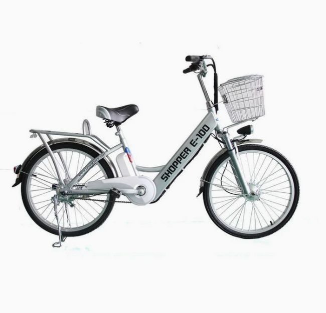 shopper e-100 vélo électrique avec un panier mesdames