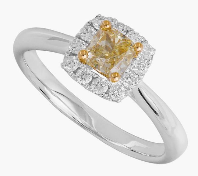 Gelb-Diamant-Halo-Ring