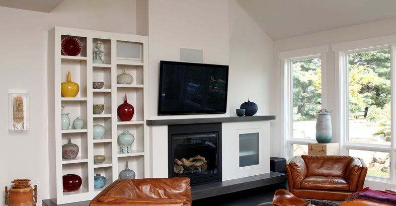 Modernong Fireplace Design Fireplace Mga Palibutan ng SunWorks Pandekorasyon na Concrete LLC Annville, PA