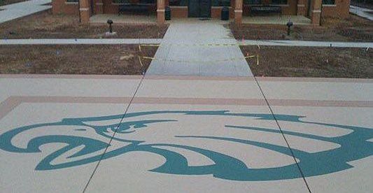 Stained, College, Patio, Field House Concrete Patio Pattern Pro Concrete Katy, TX