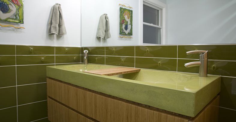 Zeleni betonski umivaonik za kupaonicu Betonski umivaonici Dosežući tihi dizajn Charlotte, NC