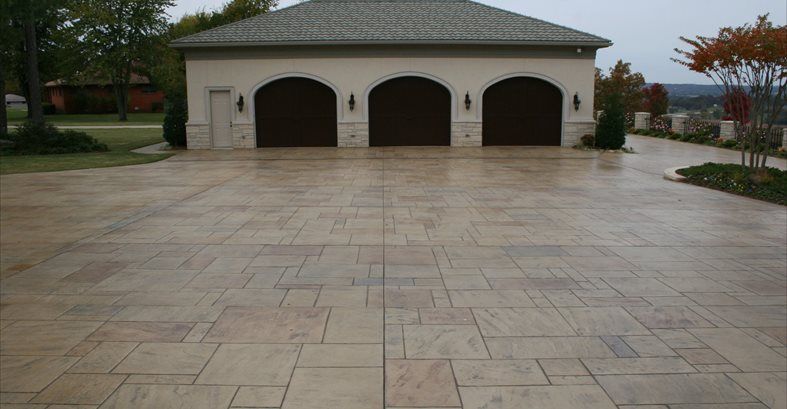 Garasje, parkering, stemplet, steinstemplet betong Ozark mønsterbetong, Inc. Lowell, AR