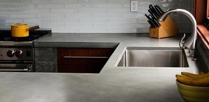 Gray, Island Counter Concrete Countertops Hard Topix Jenison, MI