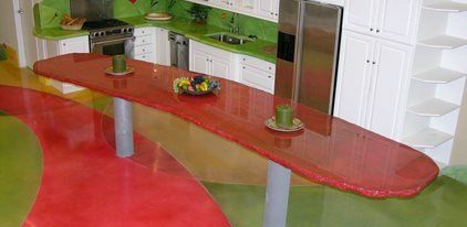 Sarkans, zaļš, virtuves vietas mēness dekoratīvais betons Oklahoma City, OK