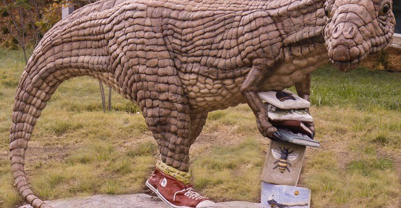 „Saurophaganax“ dinozaurų skulptūrų vieta „Faducci North San Juan“, Kalifornija