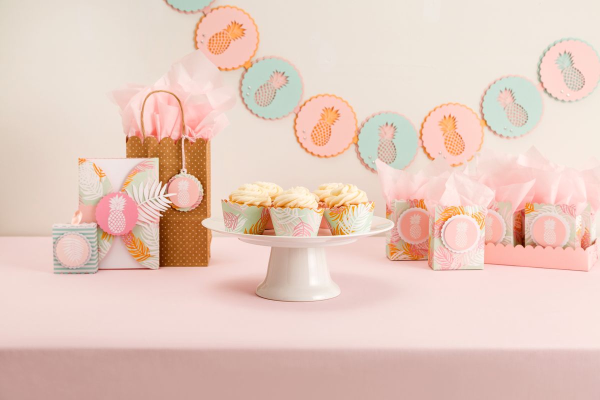 Cricut Ananas Party Cupcakes Geschenkkörbe Dekorationen