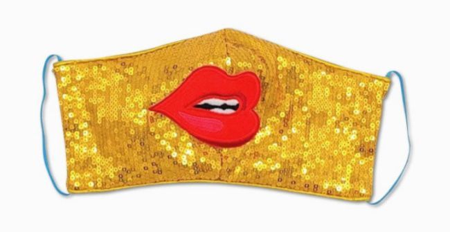 goldene Pailletten-Gesichtsmaske mit Lippen with