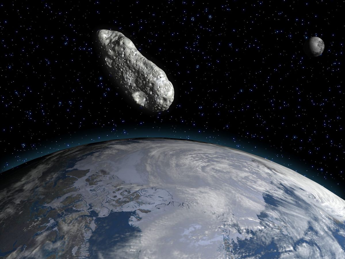 großer Asteroid, der die Erdumlaufbahn passiert