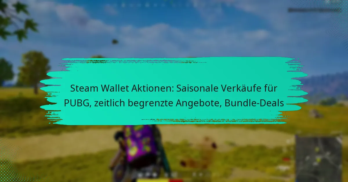 Steam Wallet Aktionen: Saisonale Verkäufe für PUBG, zeitlich begrenzte Angebote, Bundle-Deals