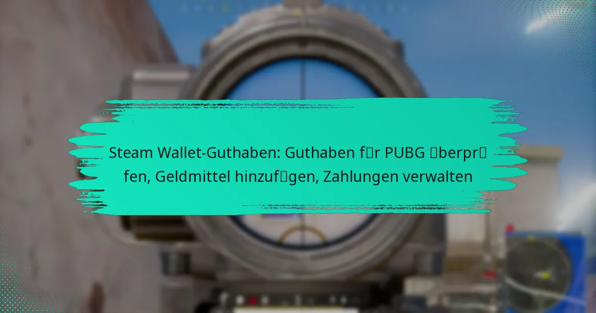 Steam Wallet-Guthaben: Guthaben für PUBG überprüfen, Geldmittel hinzufügen, Zahlungen verwalten